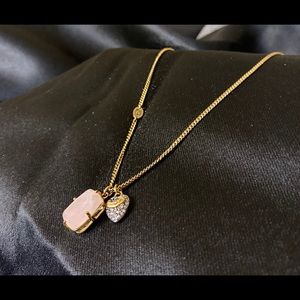 Juicy Couture Rose Quartz Pendant, gold necklace